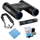 Abus131225k1 Bushnell Powerview Folding Roof Prism Binoculars Bundle 616320841492