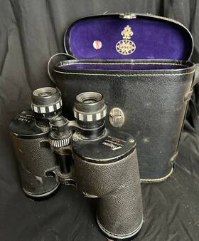 461675 Adams Vintage Binoculars With Leather Case