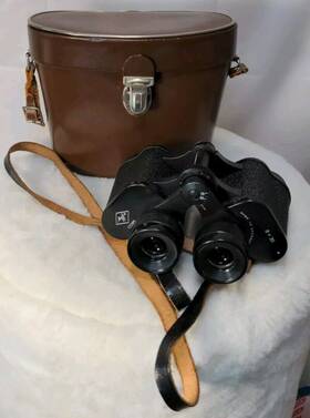 122388 Agfa Vintage Germany Black 8x30 Binoculars In Leather Case No