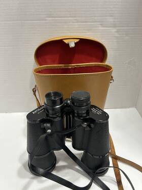 60037 Apollo Vintage Rare 7x50 Coated Field Binoculars 124m Aut. 1000m Leather Case