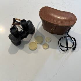 716651 Atcorite Vintage Japanese Binoculars 7x35mm With Leather Case Lens Covers Included