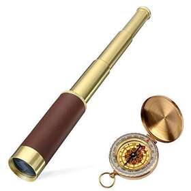 Aubric 751450699145 Retro Pirate Telescope Zoomable 25x30 Portable Collapsible Handheld