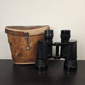 142577 Binolux Vintage 7x35 Binoculars Japan Coated Optics With Leather Case