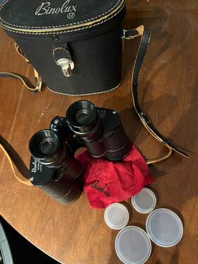 65405 Binolux Vintage Binoculars 7 X 35 With Leather Hard Case Japan