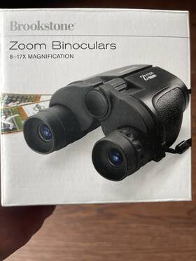 Brookstone 626259 Zoom Binoculars 8-17x25mm Porro Prism Coated Compact Black