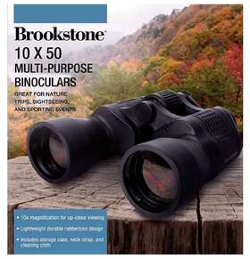 Brookstone 638688385791 Nib 10x50 Prism Multi Purpose Binoculars With Case 10x Magnification