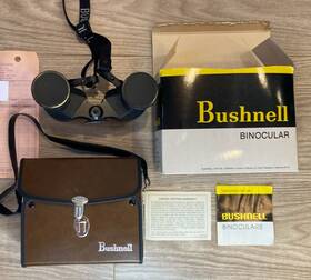 12-7361 Bushnell Mint Vintage Banner Binoculars 7x35 Wide Angle Insta Focus 1987 With Box