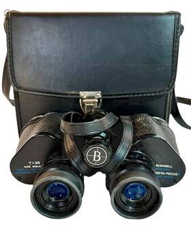 Km-2754 Bushnell Binoculars Insta-focus Sportview 7x50 525 Ft 1000yds With Leather Case