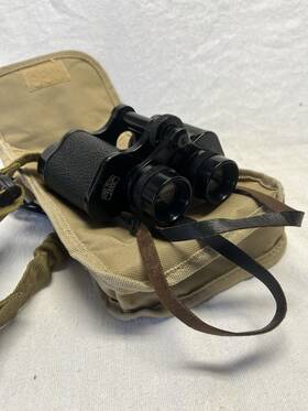 27769 Carl Zeiss Jena Dienstglas 6x30 Black Binoculars Porro Prism Leather Strap Case