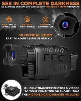 Creative Xp 763416425989 Night Vision Monocular Hunting Surveillance With Card Reader Black