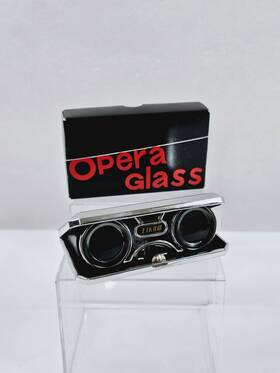 251-b Eikow Binoculars Opera Glasses Japan Handheld Folding 2.5x Red In Box Vtg