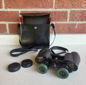 20-20-85g Focal Vtg Kmart Binoculars 7 X 35 Wide Angle Field 8 420ft 1000yds Case Japan