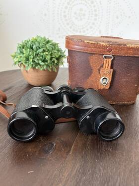 4038p Jagd Vintage Prisma Coated Optics Binoculars With Original Red Lined Case