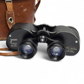 28127 Jason Vtg 7x35 Binoculars With Original Leather Case 576 Ft Wide Angle Field Light