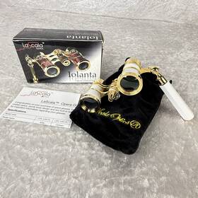 Lascala Optics Lsi-09fl Iolanta Opera Glasses With Handle - 3x25mm Lsi-09 White And Gold