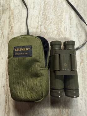 9x25a Leupold Vintage Compact Green Gold Ring Binoculars Made In Portugal