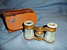 Mother Case Marchand Binoculars -- Paris Opera Pearl Glasses Antique Mop