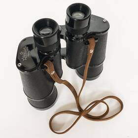 60368 Omega Vintage 7x50 Binoculars Coated Optics Leather Case Adjustable Focus Strap