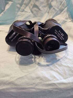 9251 Passport Binoculars 7x50 Vintage Japan With Case Missing One Large Lens Cover