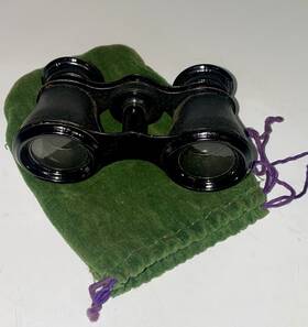 56398 Plum Miniature Binoculars Opera Glasses Vintage Made In Japan With Original Velvet Case