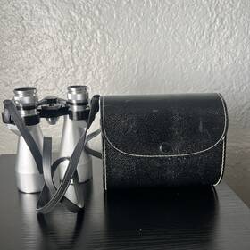 61656 Plum Vintage Binoculars No. 12x50 Wide Field Coated With Strap And Hard Case