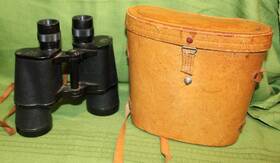 296875 Prism-ray Vintage Binoculars Coated Optics 7x50 Field 7.1 With Leather Case Japan