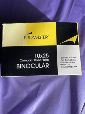 6988 Promaster 10x25 Compact Roof Prism Binoculars With Case Vg Condition