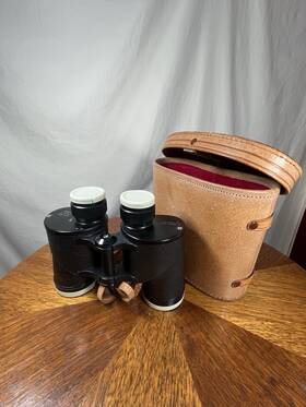 112105 Research Optical Vintage Binoculars 6x30 With Leather Case 8x40