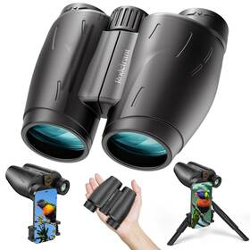 Rodcirant 727636200214 25x30 Hd Binoculars For Adults With Universal Phone Adapter Tripod And