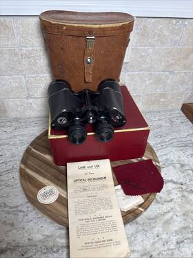 25163 Rosco Vintage 10x50 Binoculars W Rare Box/case/tag/ Paperwork Warranty Vg