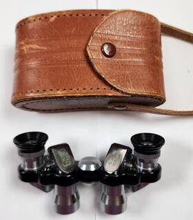 32698 Royal Vintage Mini Binoculars 6 X 15 Coated Japan #32698 Leather Case Opera Spy