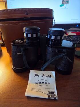 J-b30 Scope Instrument Vintage Holiday 7x35 Wide Angle Binoculars Japan With Case And Manual Clean Op