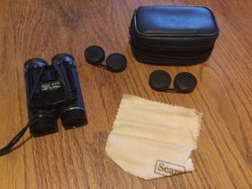 25160 Sears Vintage 8 21 Compact Binoculars With Case And Lens Wipe #473