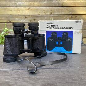 473.226 Sears Vtg 7x35mm Wide Angle Binoculars Model 200 With Box Japan 1970/80s