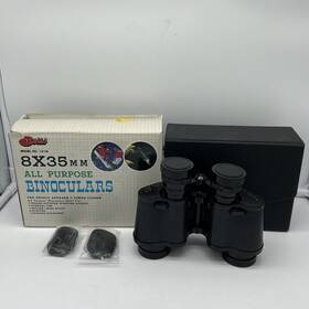 121m Selsi Vtg Binoculars 8x35 Wide Field 7.5 394ft At 1000 Yds. Box And Case