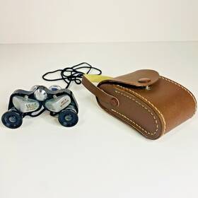 66699 Selsi Vintage Lightweight Binoculars 6x15 Field 7 Amber Coated With Case Japan