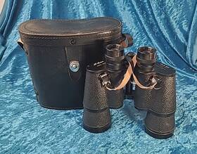 6-26916 Silver Vtg. Worlds Finest 10x50 Field 5% Binoculars And Case