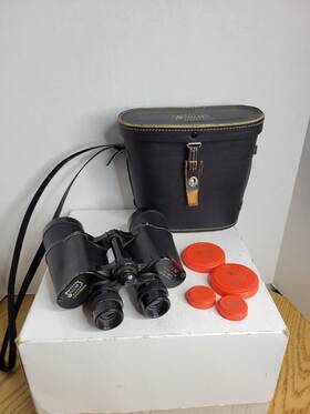N-81751 Stellar Vintage Binoculars 7x50 With Lens Caps 4 And Leather Case Black