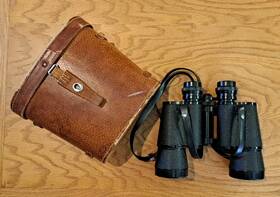 76270 Sunscope Field Binoculars 12x50 5 Degrees With Leather Case Vintage C1960s
