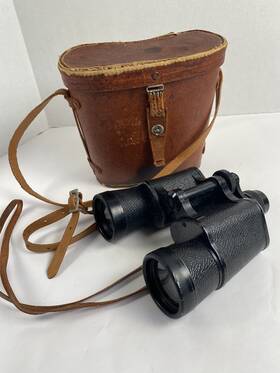 No.e3903534 Sunscope E39-35434 Prismatic Binoculars Coated Lens 7x50 W Leather Case Vtg