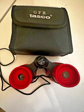25-4x30r Tasco Mini Black Red Binoculars 4x30 With Case Pouch 1000 Yards