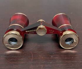 89559 Tasco Vintage Japan 3 X 23 Opera Binoculars Burgundy And Gold #89559