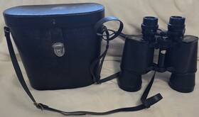 67-7043 Wards Vintage Montgomery Ward Binoculars 7x50 Model In Case Aluminum Body
