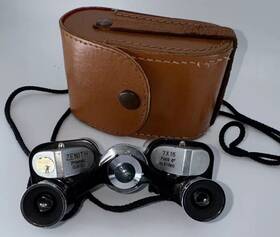 21360 Zenith Vintage Mini Binoculars 7x15 6 Prismatic Coated #2136 With Case Made In Japan