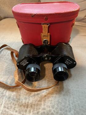 237001 Zuiho Vintage Olc Coated Lens 6x30 Binoculars With Red Original Case