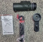 40X60 Monocular Telescope With Smartphone Holder+tripod High. Fixed Price $38.00.