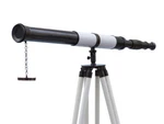 Admirals Floor Standing Oil Rubbed Bronze With White Leather Telescope 60". Fixed Price $208.32.