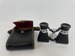 Wuest Coated 3X Opera Glasses Binoculars Black Silver With Leather Case Japan. Fixed Price $49.99.
