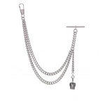 Handmade The Uk Silver Colour Albert Pocket Watch Chain With Crown Pendant.... Fixed Price $24.59.