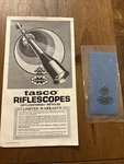 Tasco Riflescope Instruction Manual Warranty 1973 Pamphlet & Lens Cleaning Cloth. Fixed Price $5.85.